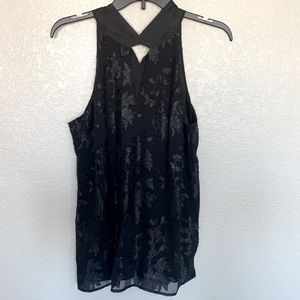 White House Black Market- Shimmering Black Sleeveless Blouse- Size Small